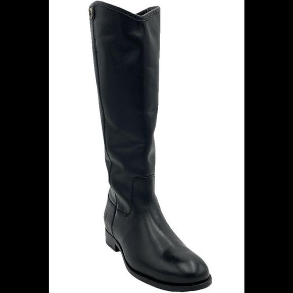 Frye Leather Tall Shaft Boots Melissa Button 2 Black - Medium - Picture 3 of 5